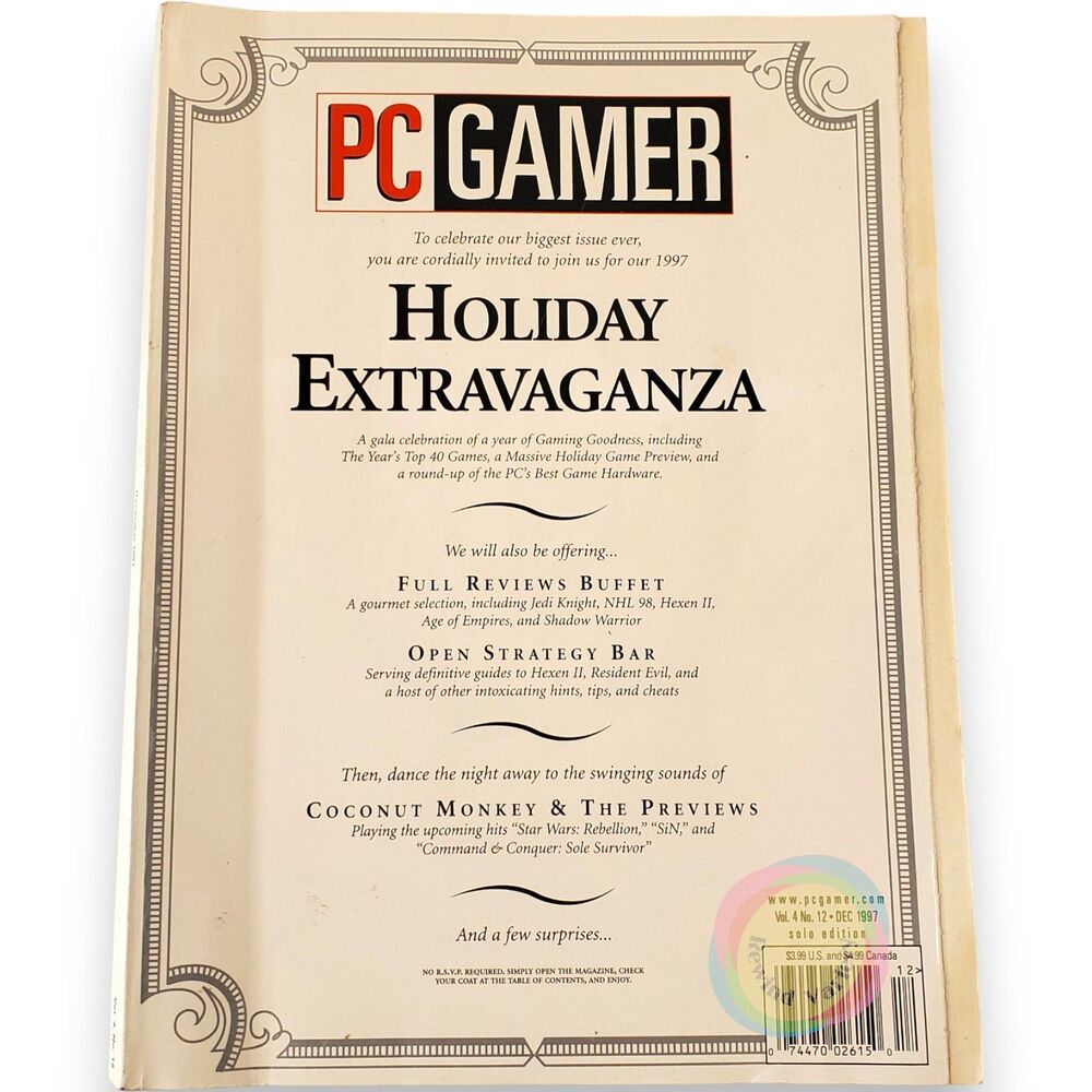 PC Gamer Magazine Dec 1997 Jedi Knight No Disc